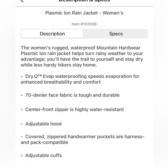 Mountain Hardware Rain Coat - Women’s M - Picture 6 of 10